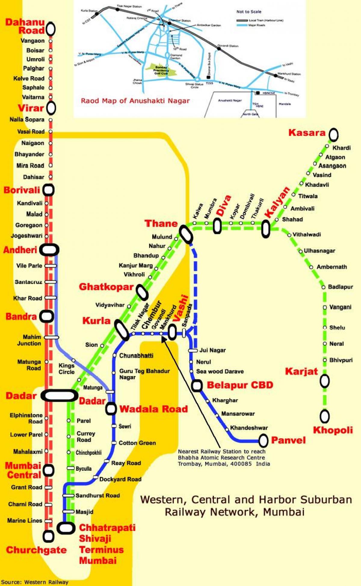 Централна Мумбай станции картата