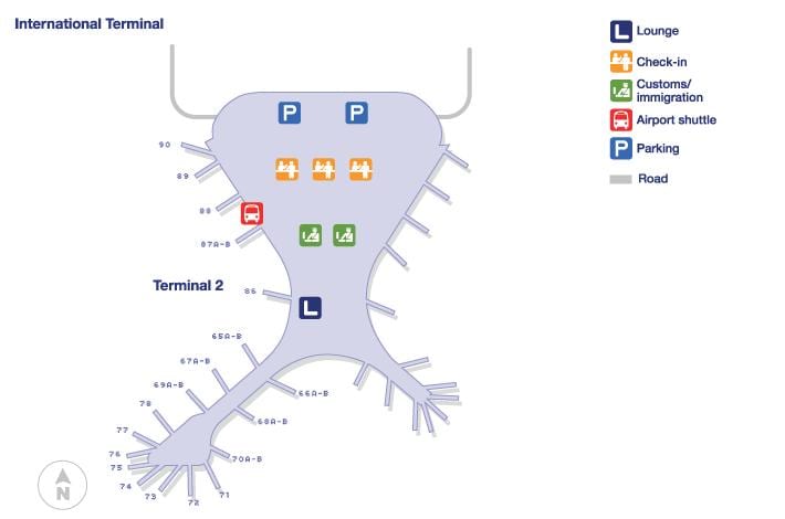 терминал 2 на летището в Мумбай картата