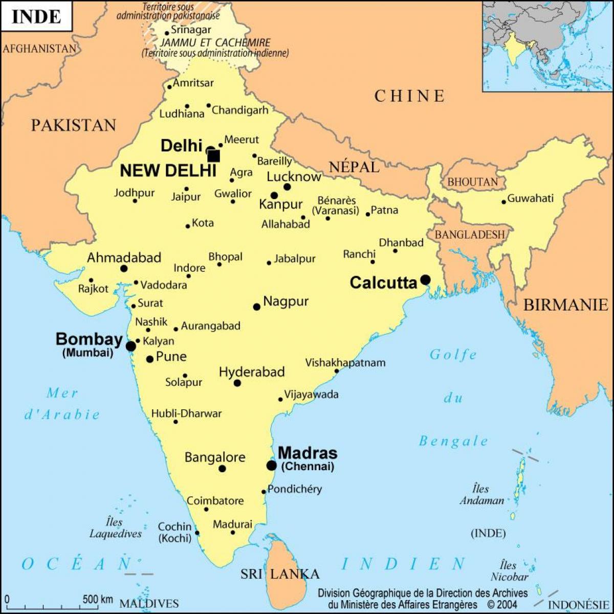 карта на Бомбай, Индия