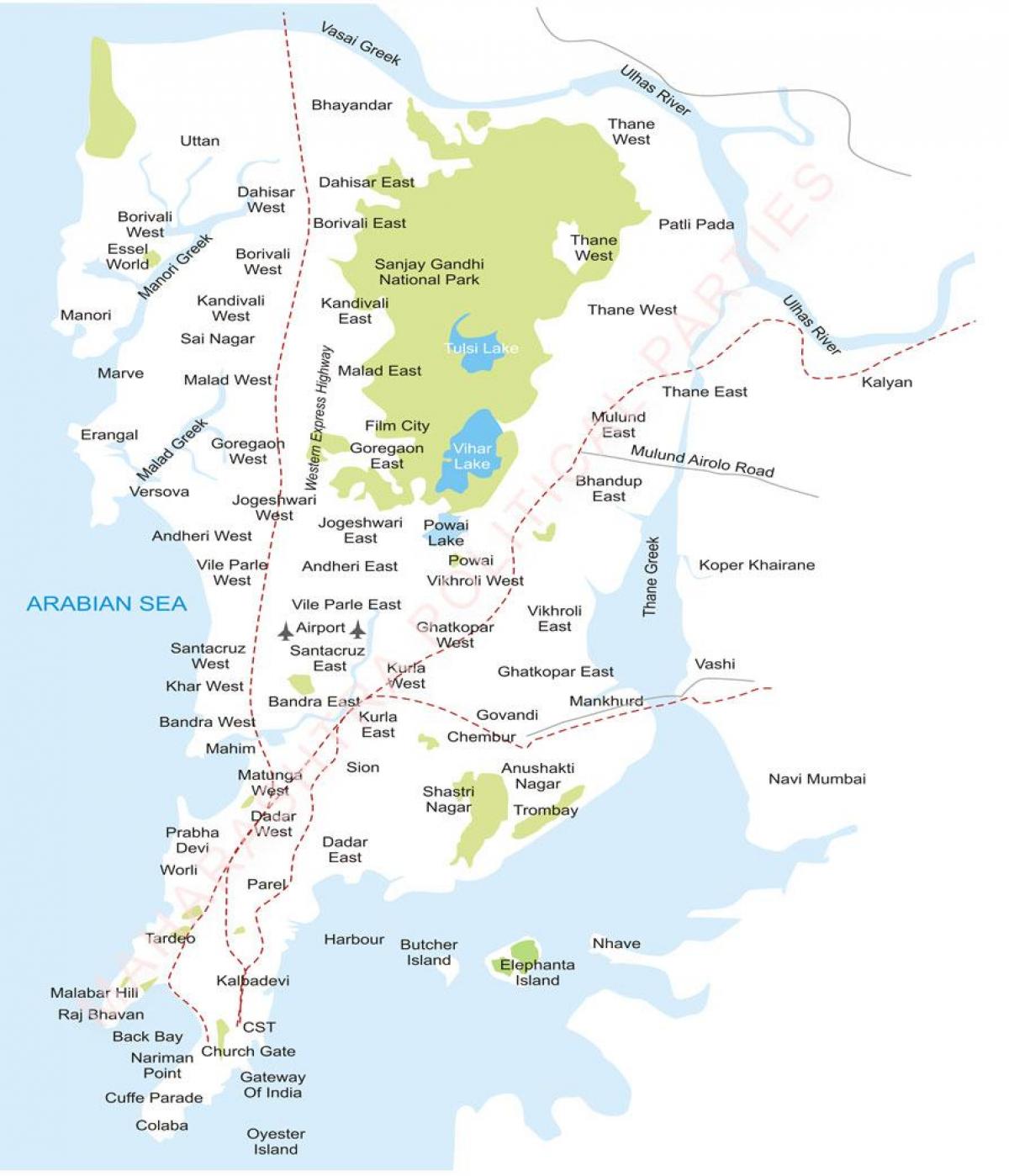 Мумбай предградие на картата