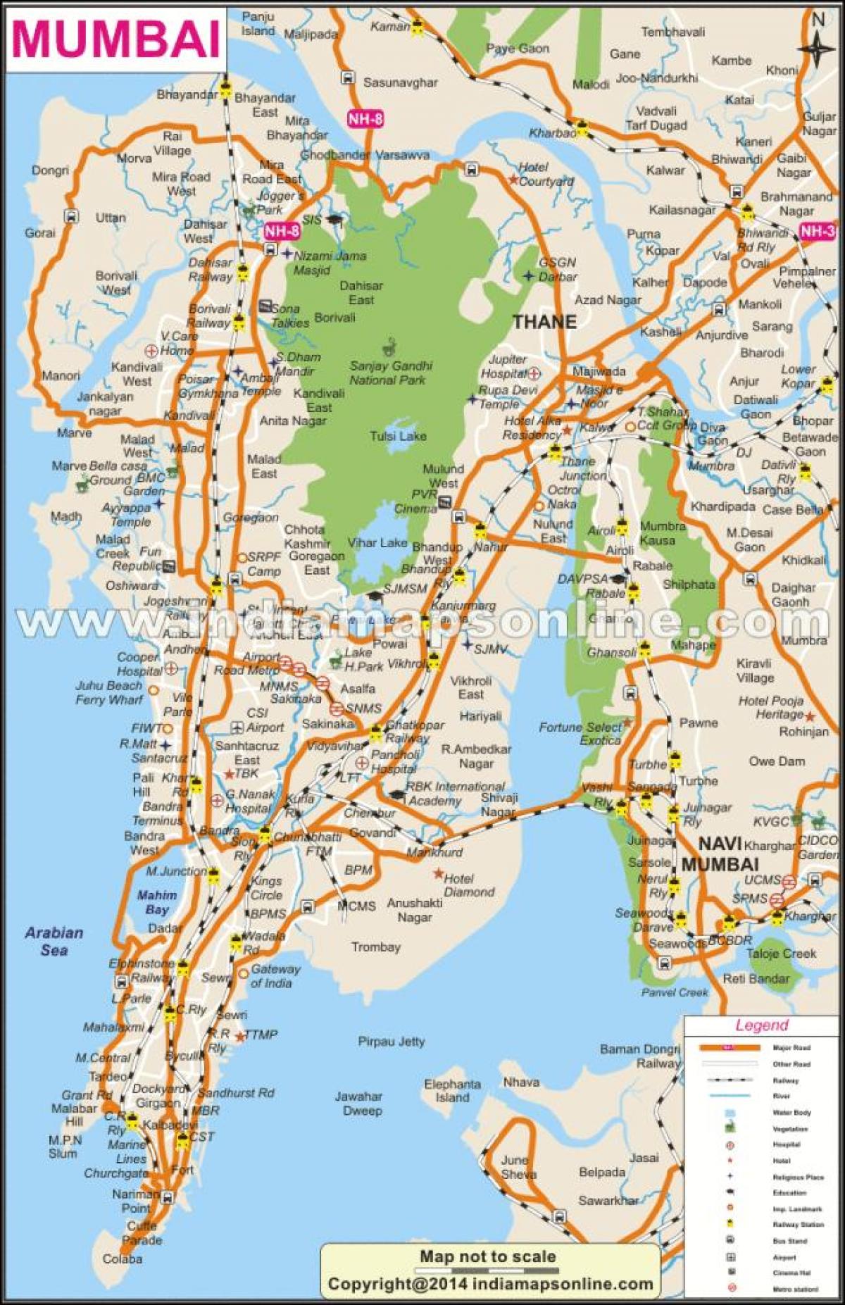 подробна карта на Мумбай