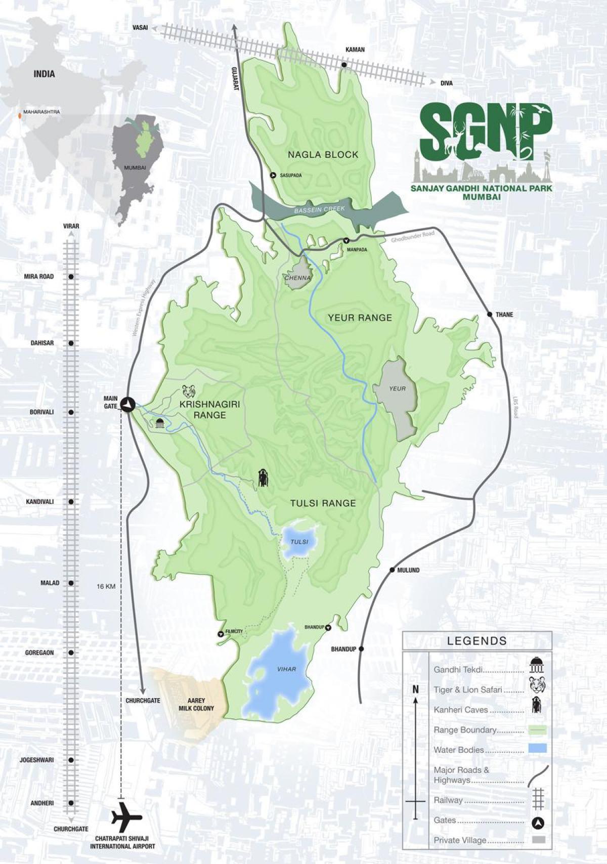 карта на национален парк Санджай Ганди