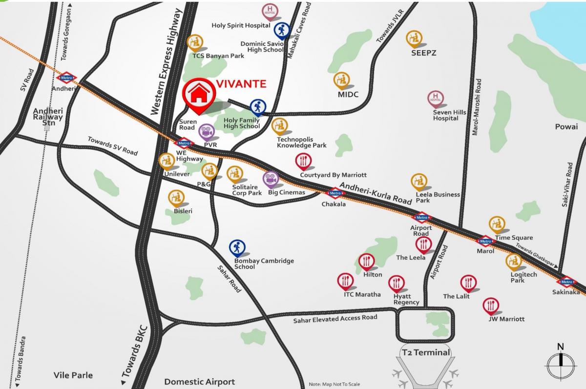 андхери град Мумбай картата