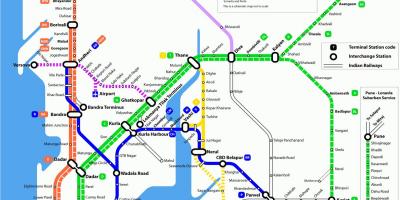 Бомбай местен железопътен маршрут на картата