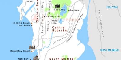Карта на Мумбай туристически места